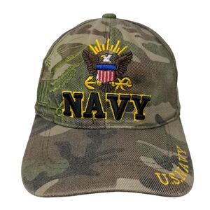 US Navy Strapback Hat Camouflage OSFA Adjustable Embroidered 6 Panel Cursedi